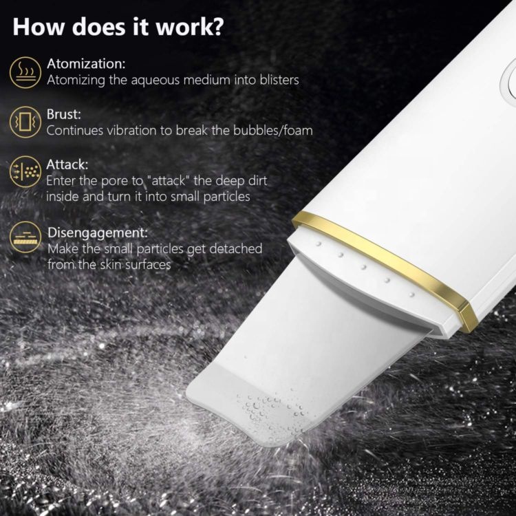 Unice Facial Scrubber EMS Professional Skin Spatula Blackhead Remover Pore Cleaner Face Ultrasonic Skin Scrubber Peeling Machine