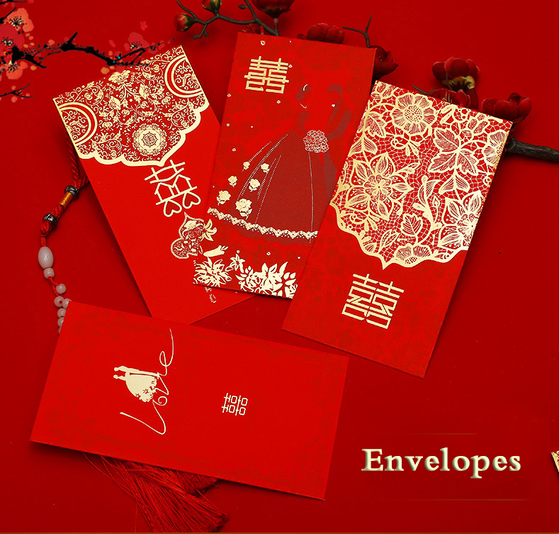 New Arrivals Customised Merry Christmas Red Packet Pouch Bag Lucky Money Custom Chinese New Year Thank You Card Red Envelope