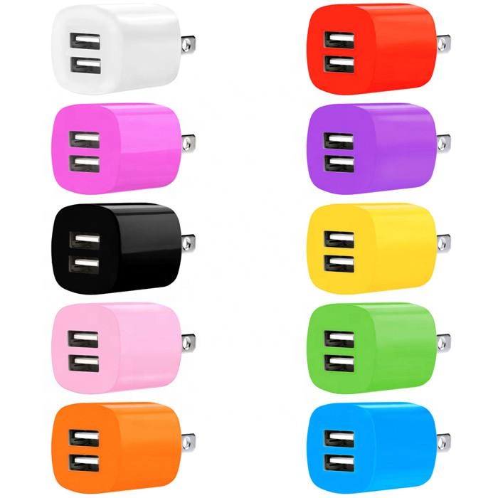 Быстрое зарядное устройство 2,1 А + 1 а с двумя USB-портами, домашнее дорожное Сетевое зарядное устройство переменного тока для iphone 7, 8, X, 11, Samsung, htc, телефонов на android