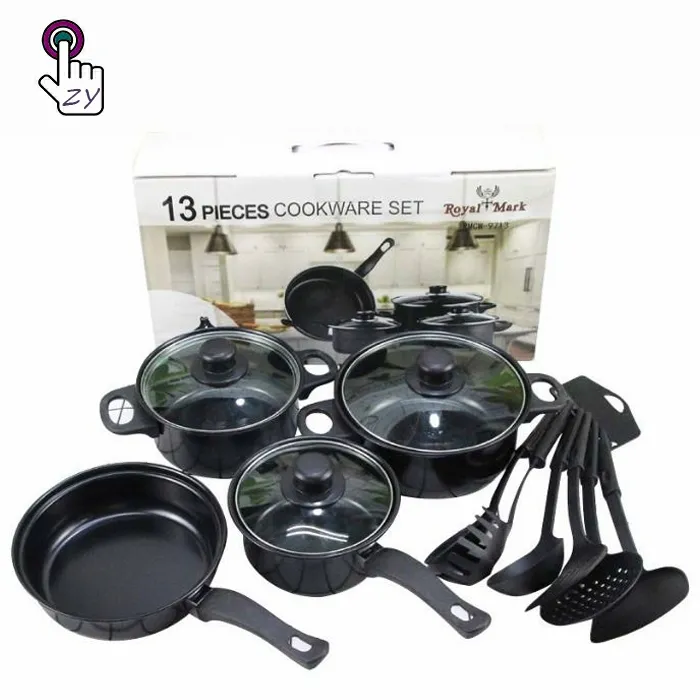 Custom logo 13 Pieces Wholesale Non Stick Pot Kitchen Pot Set aluminum Pans Set Nonstick Cookware Sets