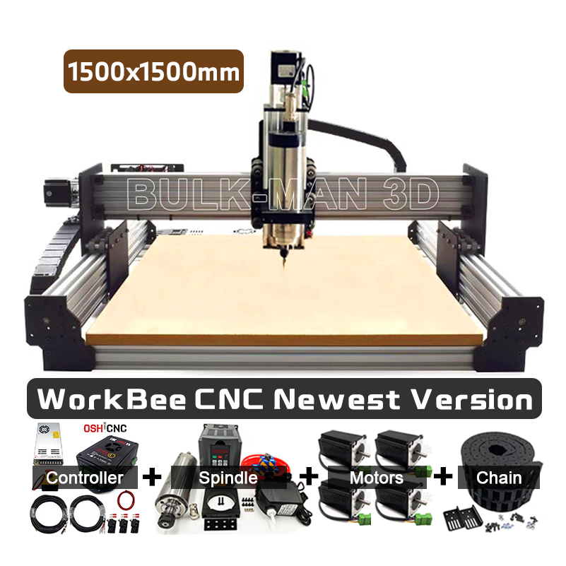 Новейшая версия 1500x1500 мм WorkBee CNC быстроходный деревообрабатывающий фрезерный станок с Полный комплект с пощипывание напряжение системы ЧПУ 4 оси станок с ЧПУ, деревообрабатывающее оборудование