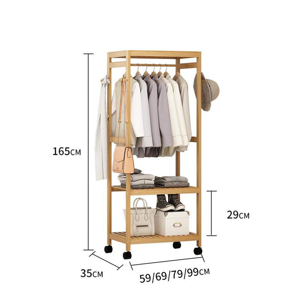 Bamboo Rolling Coat Rack Garment Rack