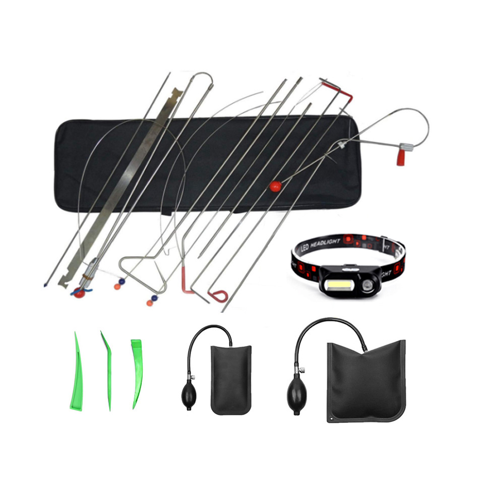 Emergency Car Repair Tool Kit 19 PCS Vehicle Door Unlocking Kit Car Door Opener Kit With Pump Air Pump Wedge Long Reach Grabber