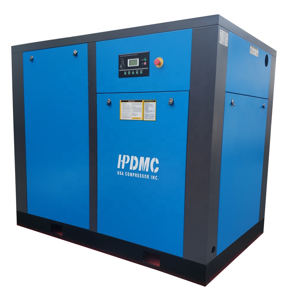 75HP 335cfm Stationary Screw Air Compressor 2 Year Warranty Air End for Engineering Construction