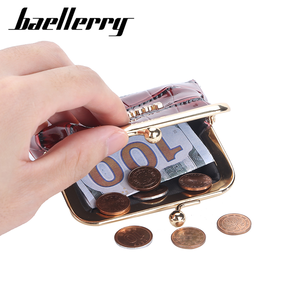 Короткий кошелек Baellerry с узором под крокодила для женщин, Дамский бумажник с металлической застежкой, Женский держатель для мелочи