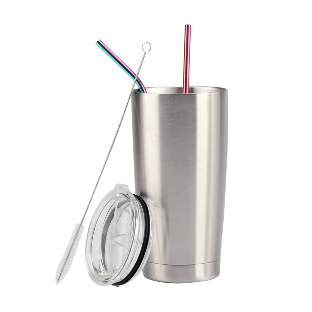 Tumbler Insulated Stainless Steel Coffee Cup with Lid 2 Straws Brush for Enjoy Coffee