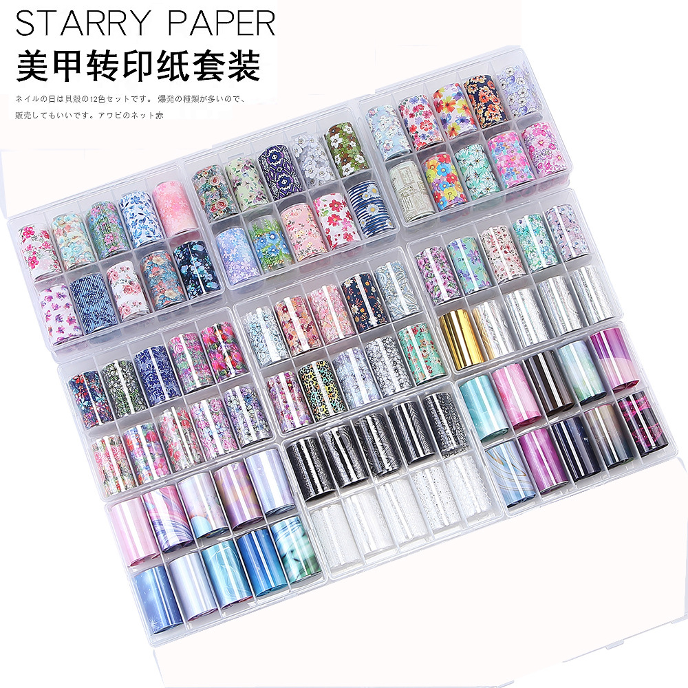 12 видов стилей stock nail transfer foil 12 шт./компл. nail art sticker