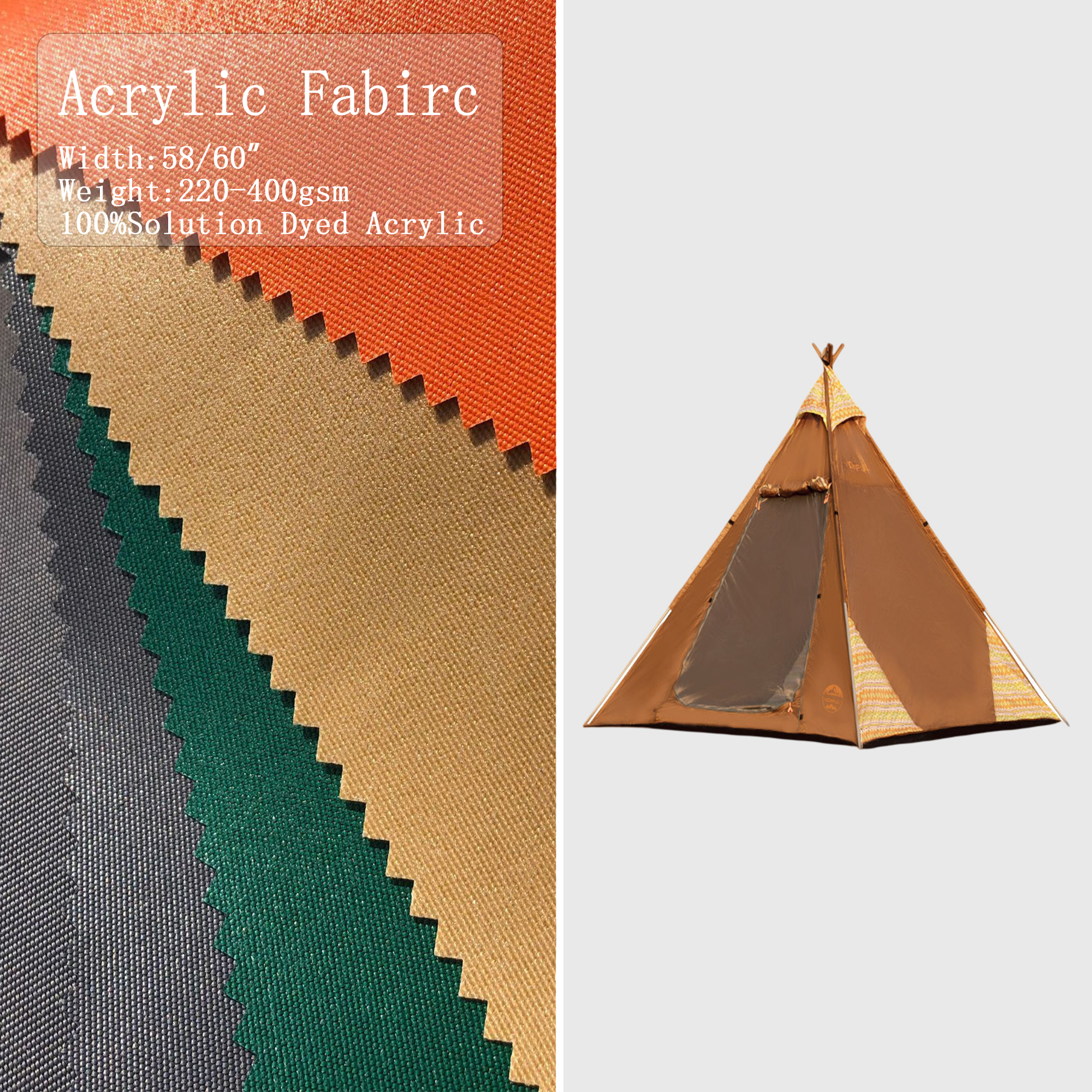 Functional fabric outdoor fabric acrylic bending and fabrication 100% acrylic tent fabric