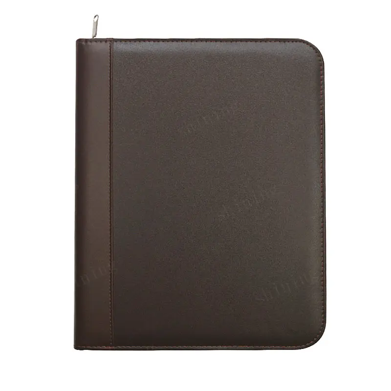 Wholesale Executive PU Leather School Brief case Conference Folder.Zipper Multi-function multi-card notebook