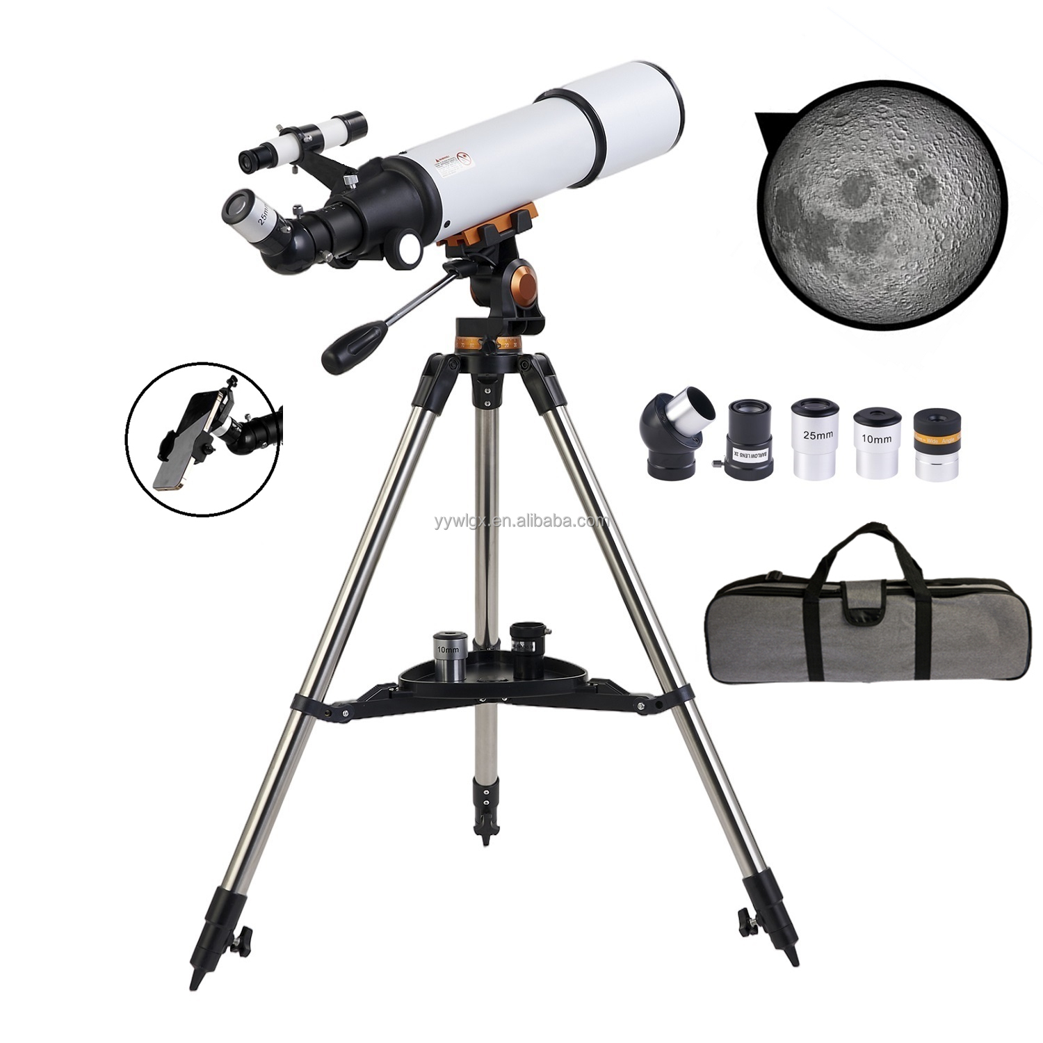 F50080M Hot Sell Factory Supply 80500 Astronomical Professional telescope for Kids and beginner with handbag and moon filter