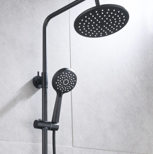 Black Set Rainfall Shower Faucet Wall Mounted Bathroom Shower System Shower Mixer
