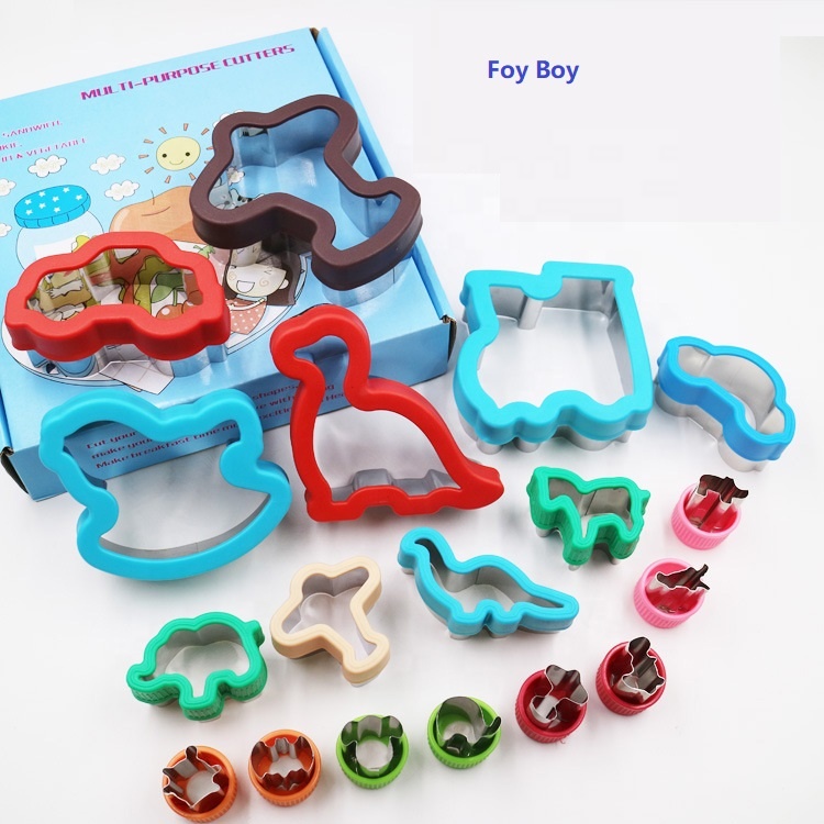Hot sale Amazon stainless steel vegetable cutter cookie cutter and sandwich cutter set for boy and girl