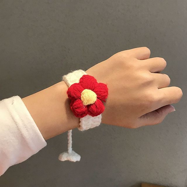 Little red flower bracelet brooch hair ring girl student bag badge accessories