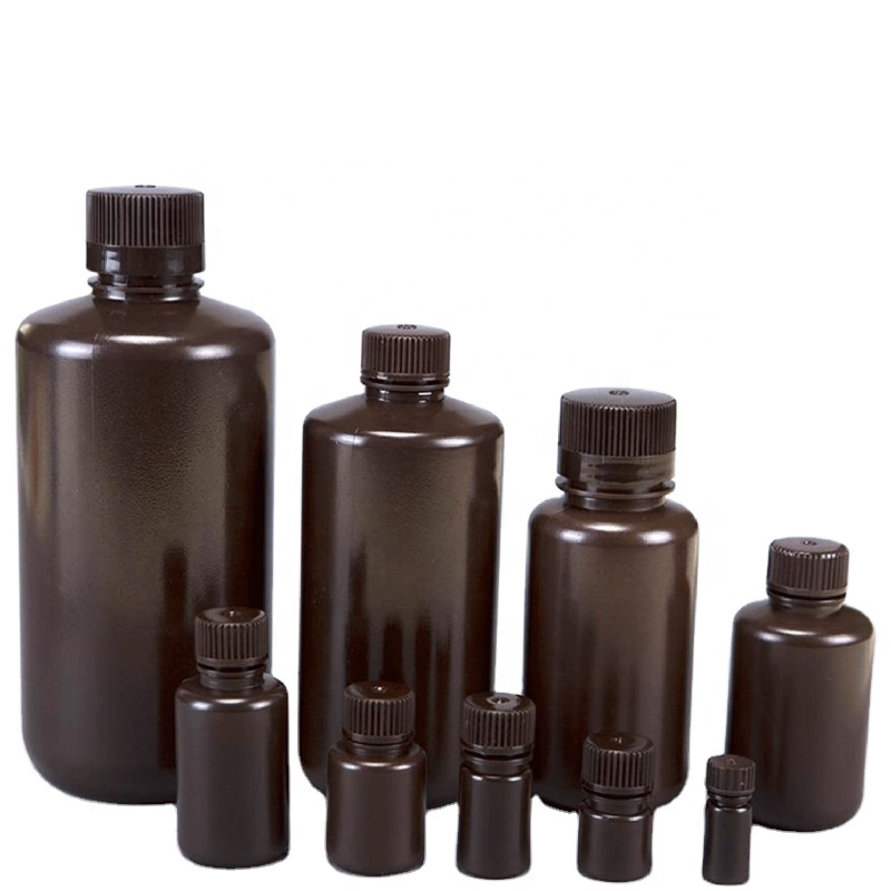 Заводская цена, высокая плотность, HDPE, коричневая, узкая горловина, пластиковая бутылка-реагент