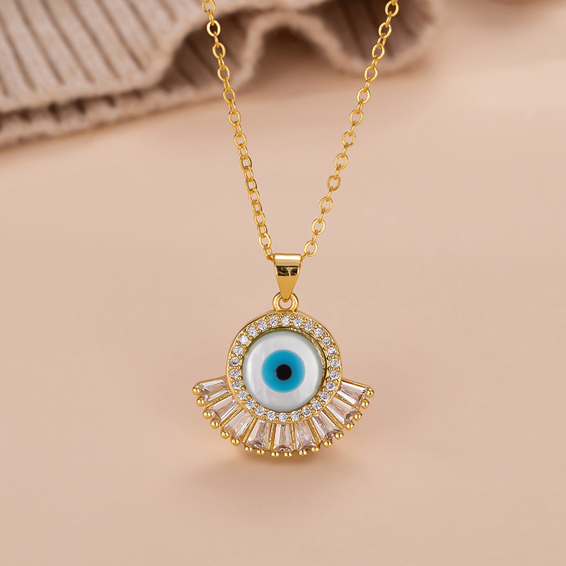 Custom Necklace Fashion Turquoise evil eye gold plated necklace Turkish Eye Necklace