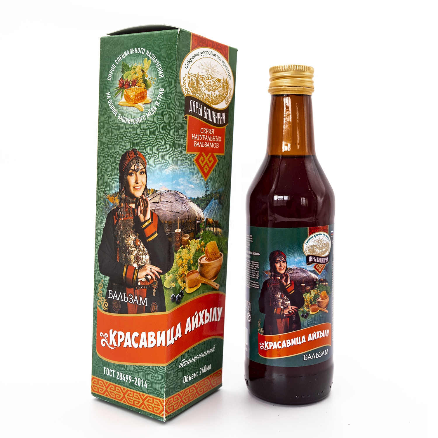 Средство для поддержания здоровья и красоты, сироп бальзам для женщин, пищевая добавка на основе меда и трав, бутылка 240 мл в подарочной коробке, купить оптом