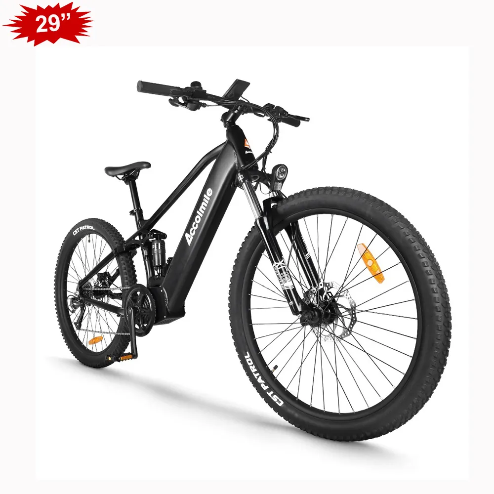 29" electric mountain bike 500w mid drive electric bicycle with 29 er wheel / full suspension mtb e bike 29inch tyre for men