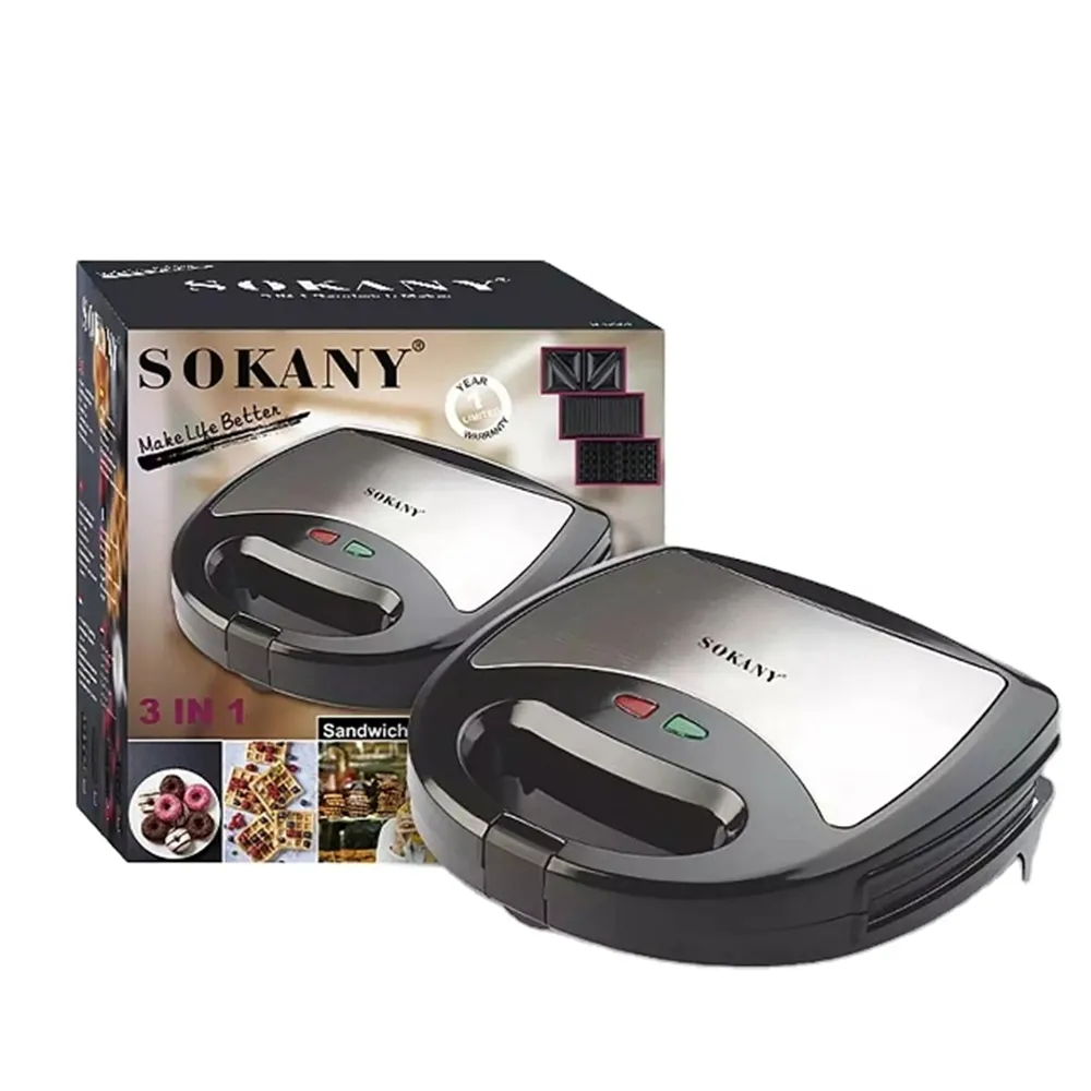 3 In 1 Electric Sandwich Maker With Detachable Non-stick Waffle And Grill Plate,press Breakfast Waffle Panini Maker