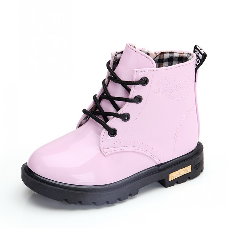 Children booties Leather Waterproof Winter Kids leather Children's boots Snow Shoes Martin Boots For Girls