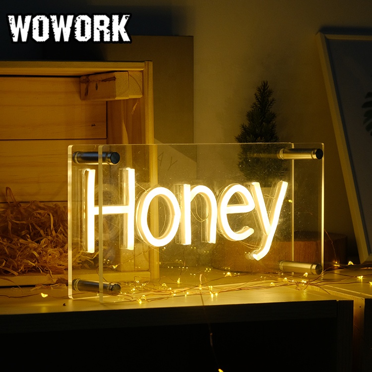 Лидер продаж 2021, настенная 3d Светодиодная гибкая неоновая вывеска WOWORK fushun 5 в USB в акриловой коробке для украшения магазина
