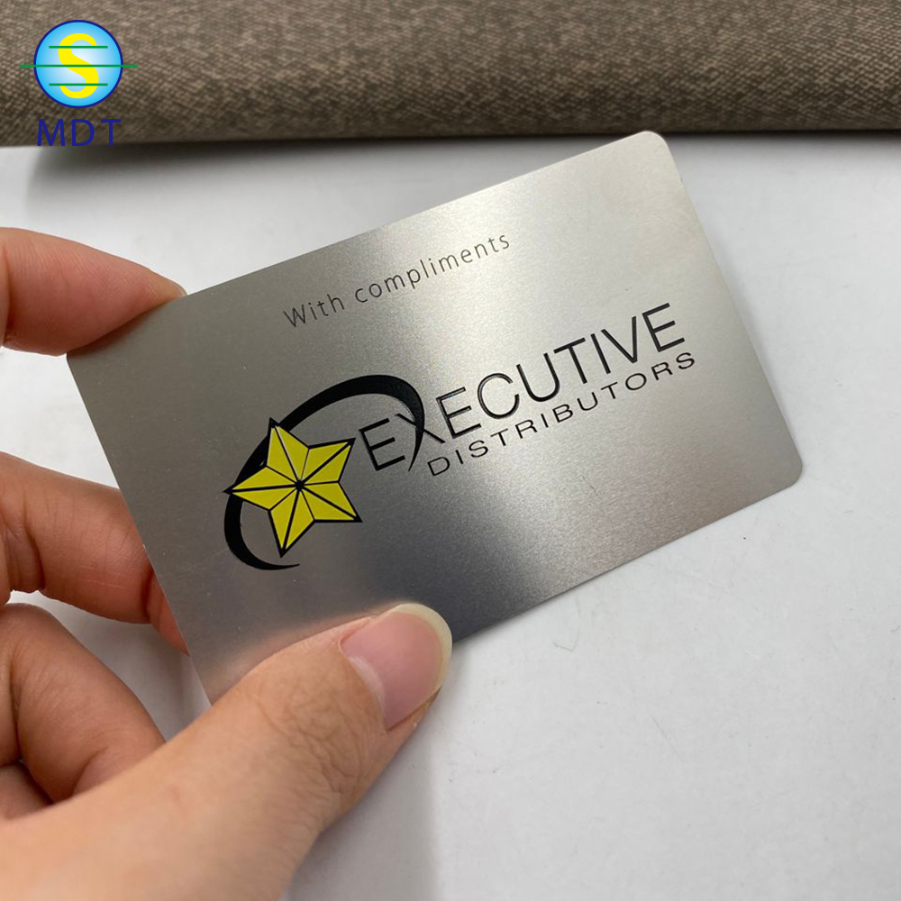 silver stainless steel metal card