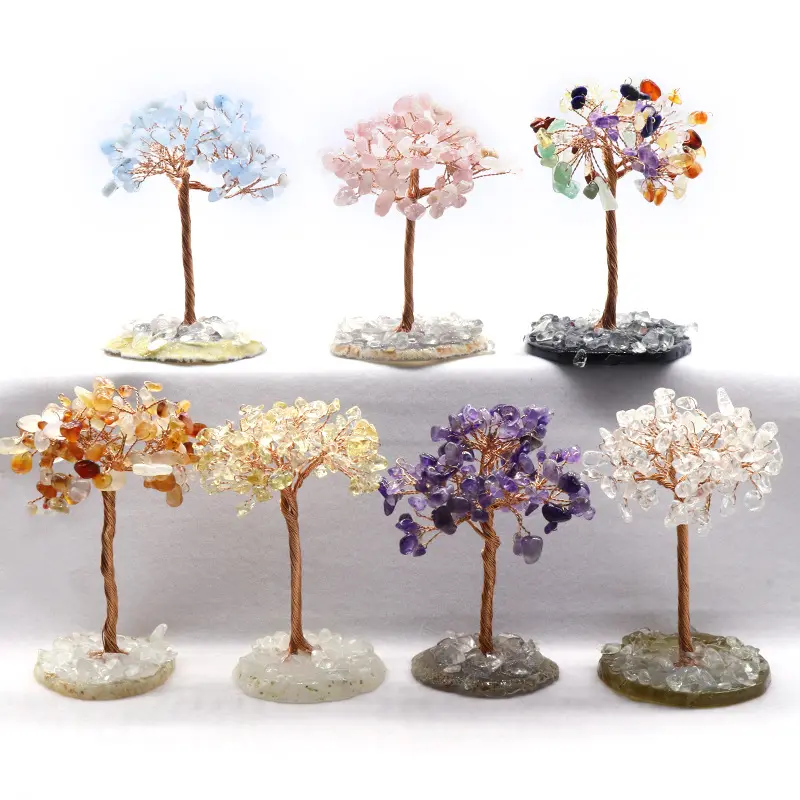Factory offer large stock Natural Gem Crystals Healing Stones Hand Made Lucky Crystal Tree For Christmas Decoration