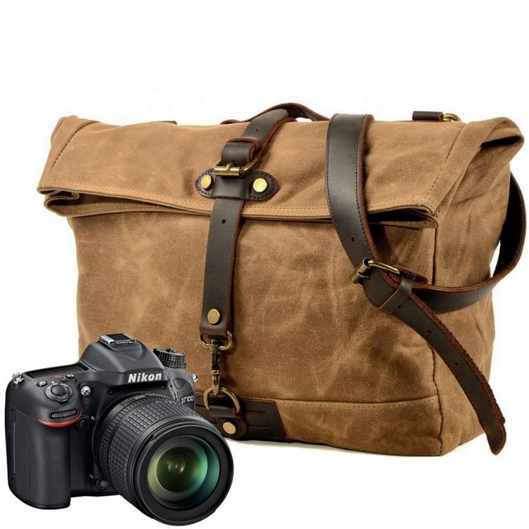 Ранец фотографии воском Dsrl камера холст рюкзак Fujifilm камеры Открытый Сумка