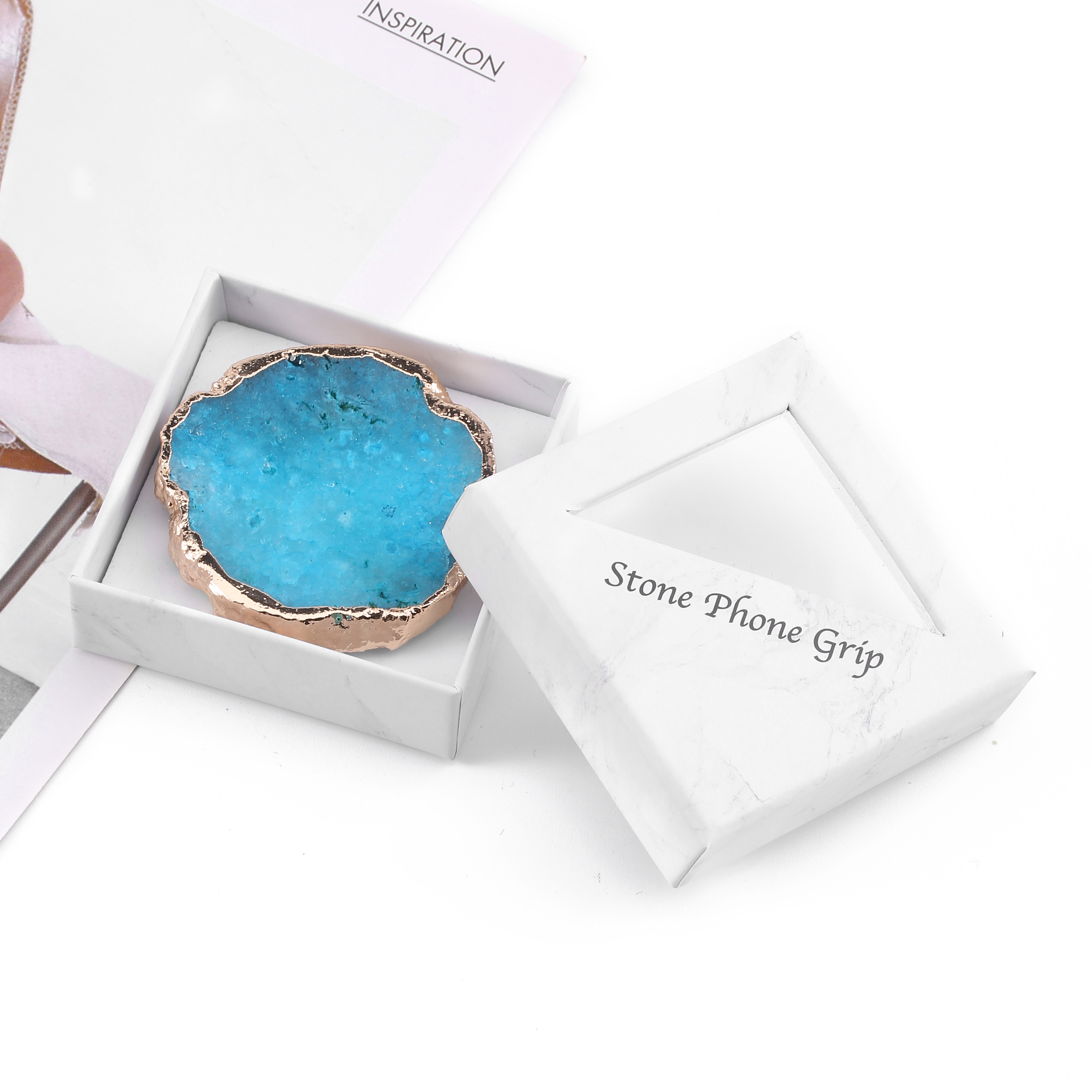 new design Phone grip Cap natural gemstone agate coaster accessories phone stand, phone grip socket holder