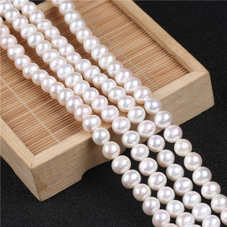 Low price 9-10 mmwhite Potato Round Freshwater Pearls Beads String