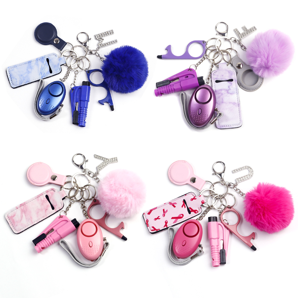 New Designer With Alarm Safety Woman Self Defense Keychain Set Self Defense Supplies Safety Keychain Set
