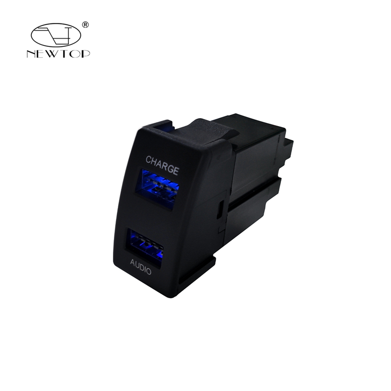 auto lighting system usb car charger double port fast qc 3.0 with blue led light products factories