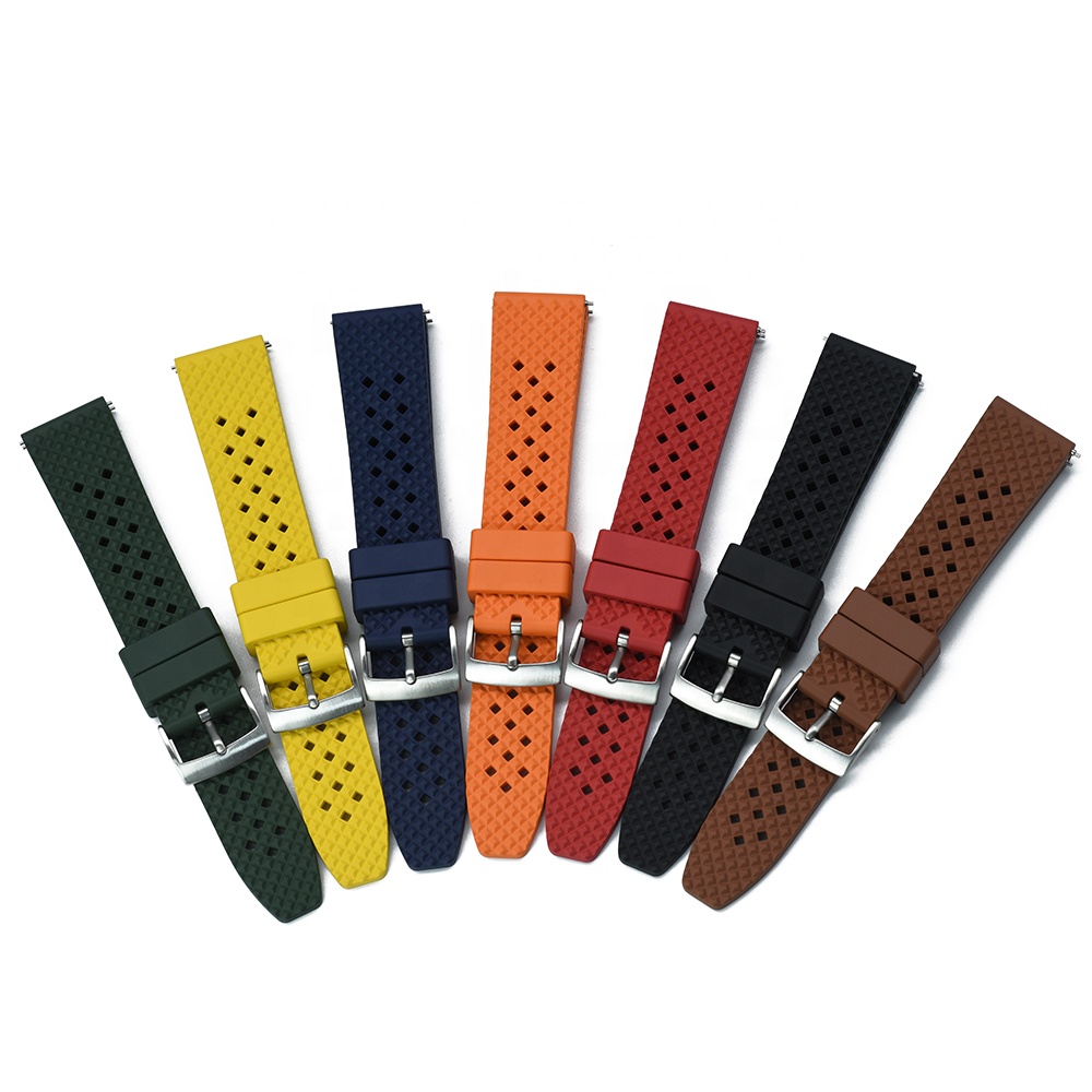 Honeycomb Military Sports Waterproof Tire FKM Fluorine Rubber Watch Band Replacement Straps with Quick Release Spring Bars Men