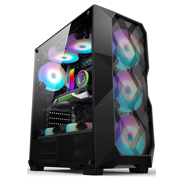high quality 0.5mm SPCC black coating ATX/M-ATX/ITX computer case with USB1.0*2+HD AUDIO USB3.0*1 Chassis size 330*200*445mm