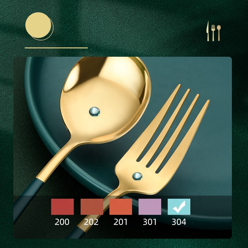 Wholesale Stainless Steel 410 Gold Flatware Gold Spoon Fork Knife Cutlery Set