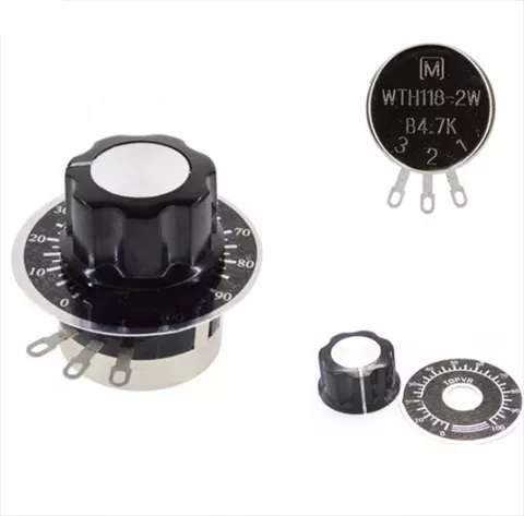 Потенциометр WTH118--2W 1K / 2K2 / 4K7 / 10K / 22K / 47K + шкала + A03 ручка