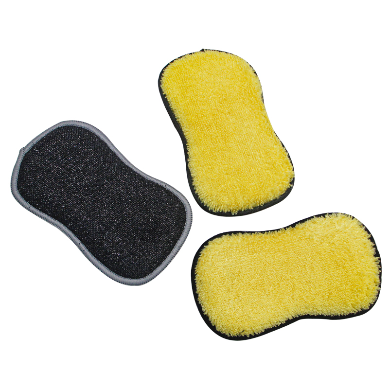 2PK Dual Sided Multi-Use Scrunge Scrub Cleaning Sponge with Scouring Pad