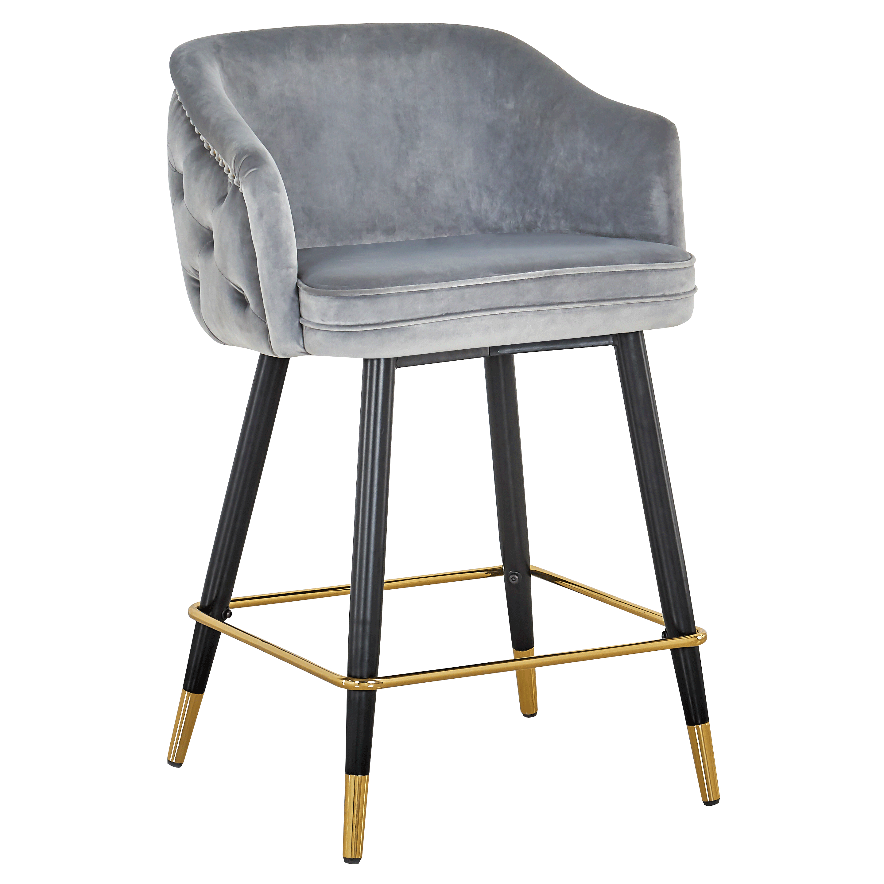 Modern bar furniture island kitchen light luxury grey velvet fabric tall bar stools with back armrest