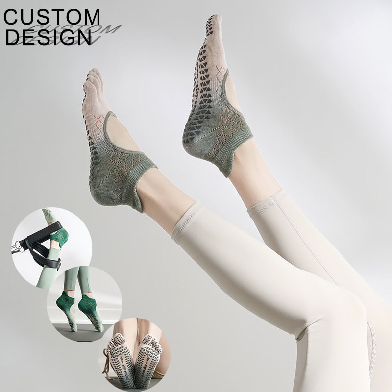 Womens summer hollow non-slip five finger yoga socks