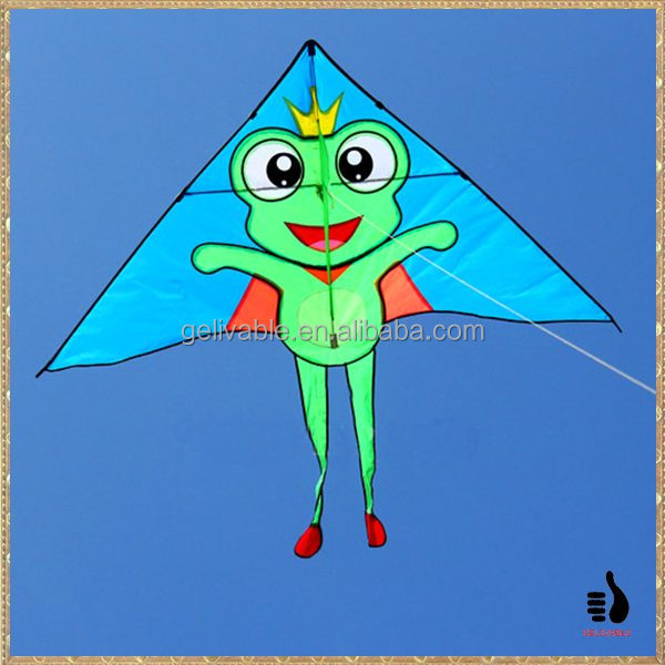Weifang cartoon lovely large smooth flying children frog triangle kite