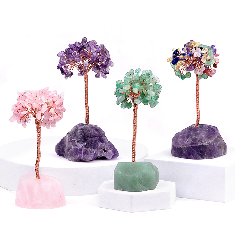 Wholesale Natural Stone Tree of Life Healing Crystal Chips Trees for Gift Pendant Brings Good Luck Home and Office Decorations