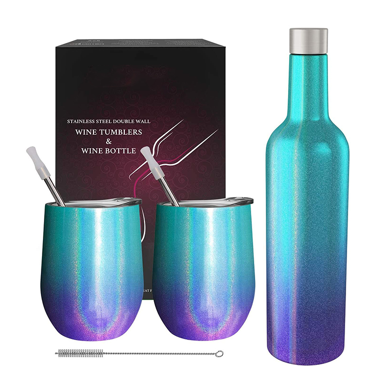 12oz Wine Tumbler Double Wall Stainless Steel water botle Vacuum Insulated Coffee Cup with lid
