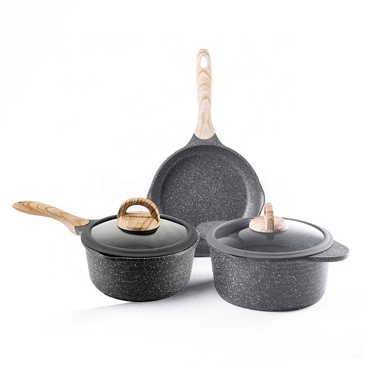 5 Piece die cast aluminum granite coating non-stick cookware set cooking pots
