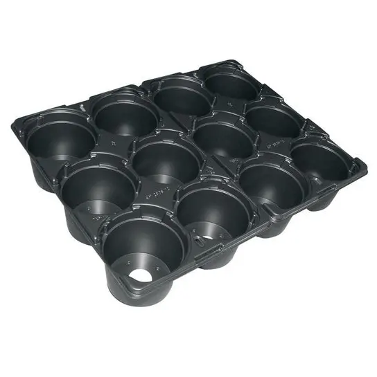 PS material black plastic pot carry tray 12 holes