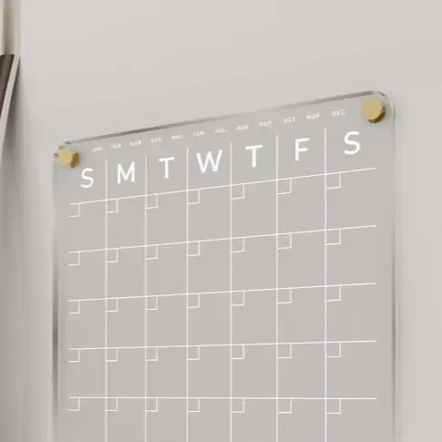 Custom Sizes Printing Clear Magnetic Acrylic Wall Calendar Board for Fridge