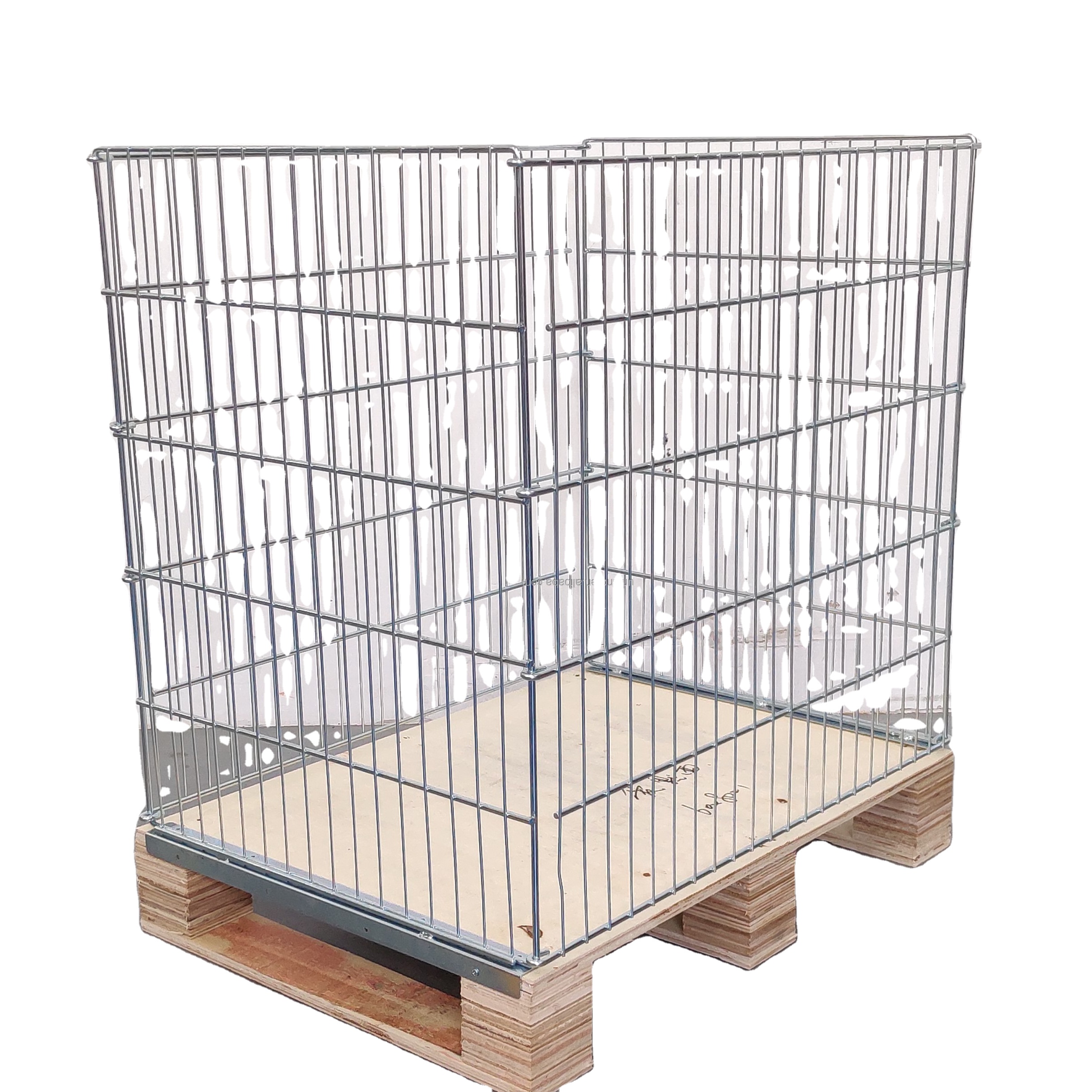 Industrial stackable foldable warehouse storage basket wire cage mesh box