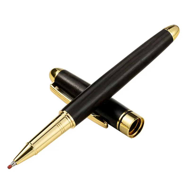 Newest Natural Classic Retro Vintage Brass Wooden Roller Ballpoint Pen With Converter Nib Writing Gift Pen