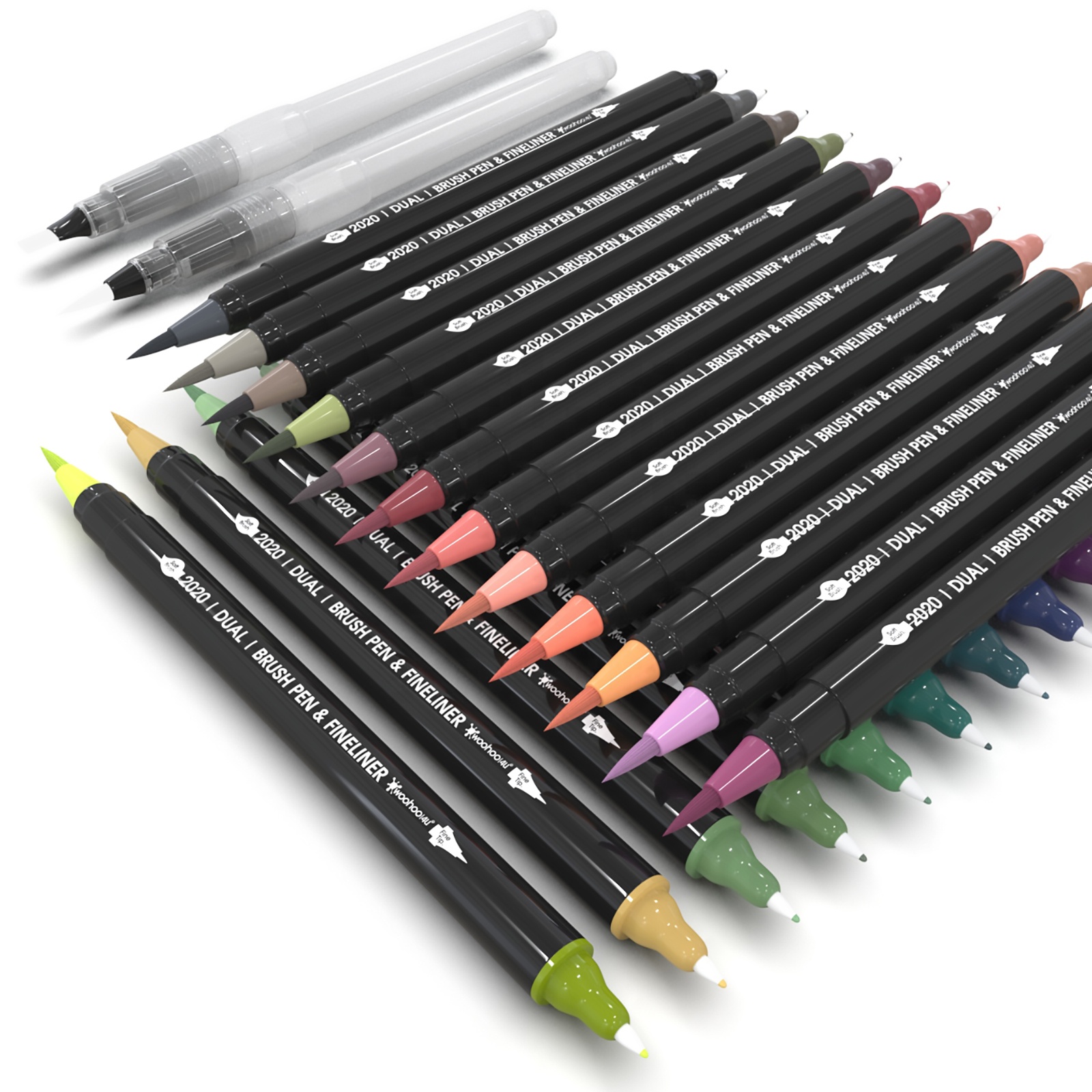 2020 New Version 24 2 Dual Tip Brush Pens for Hand Lettering/Calligraphy
