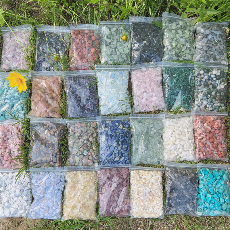 Hot Sale Crushed Natural Healing Stone Rose Quartz Green Aventurine Amethyst 3mm-5mm Crystal Gravel Crystal Gravel Chips