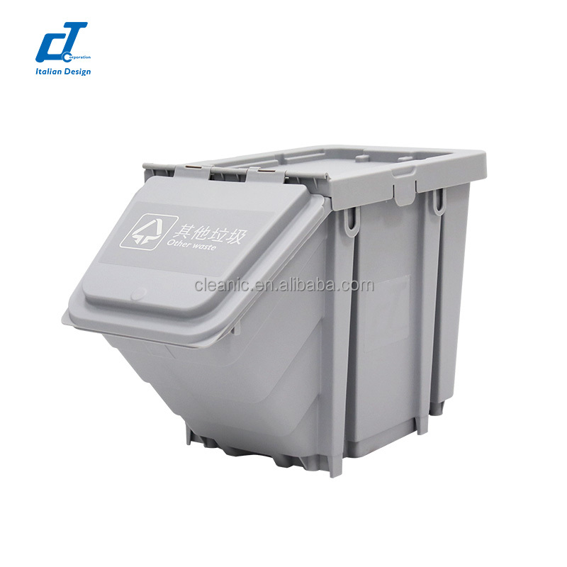 Double thickening plastic 4 layer storage recycling rubbish waste sorting segregation bin with cover and mute wheels