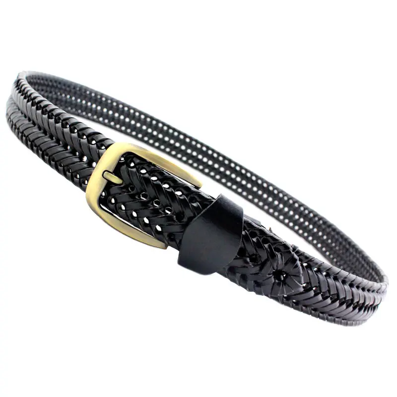3.4cm Wide Long Plus Size 125cm Men And Women Unisex Adjustable Luxury Custom Comfortable Cowhide Genuine Leather Braided Belts